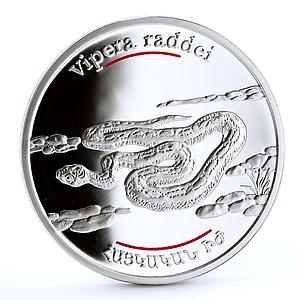 Armenia 100 dram Red Book of Armenia Fauna Viper Snake proof silver coin 2007