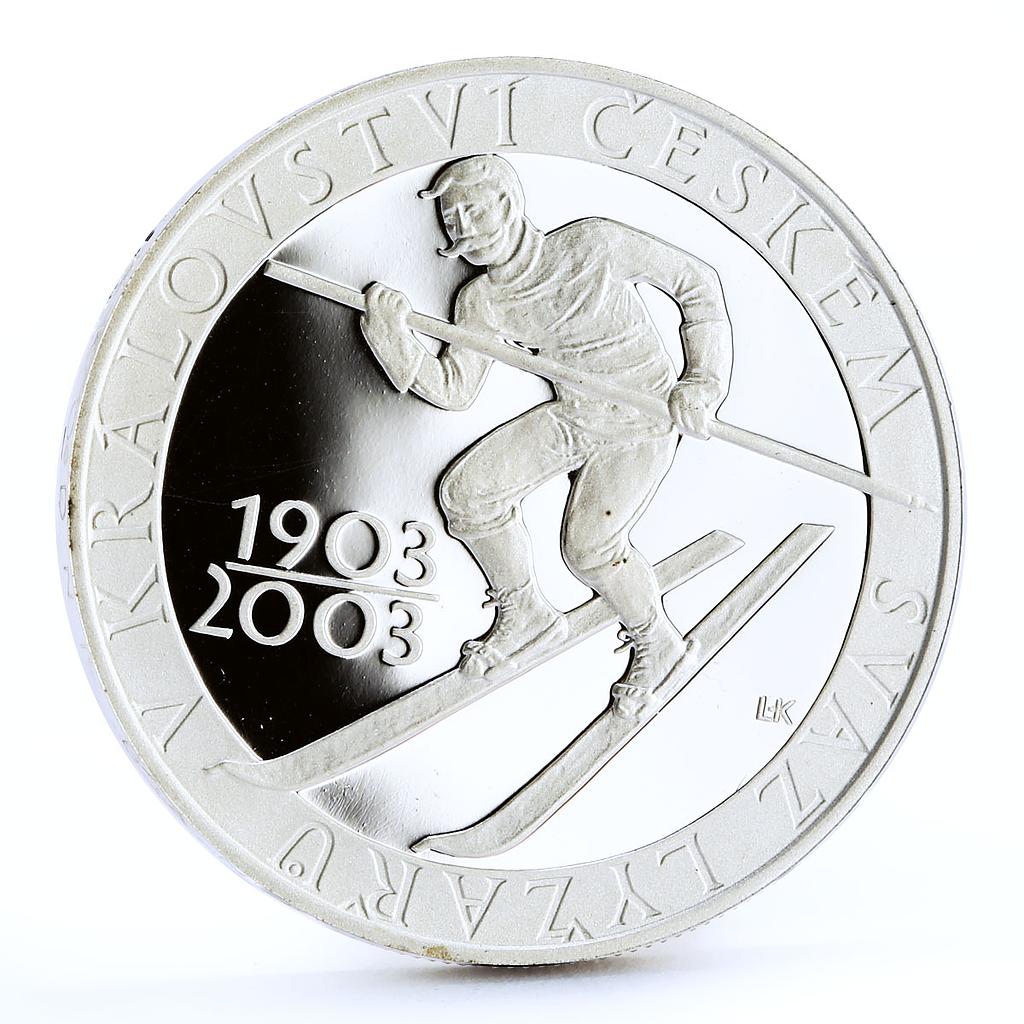 Czech Republic 200 korun National Olympic Ski Union Skier proof silver coin 2003