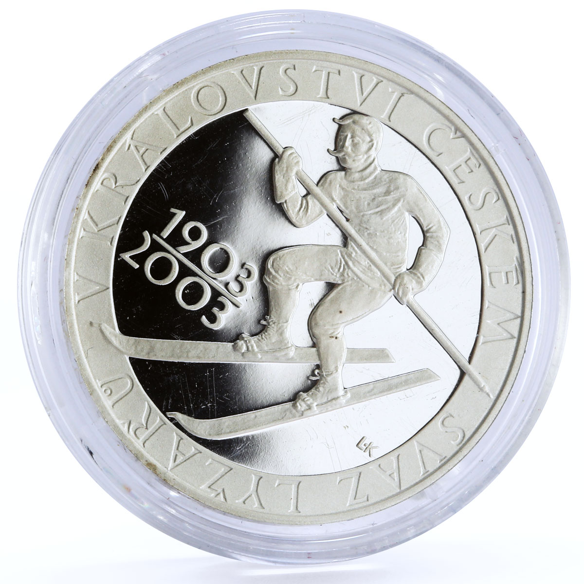 Czech Republic 200 korun National Olympic Ski Union Skier proof silver coin 2003