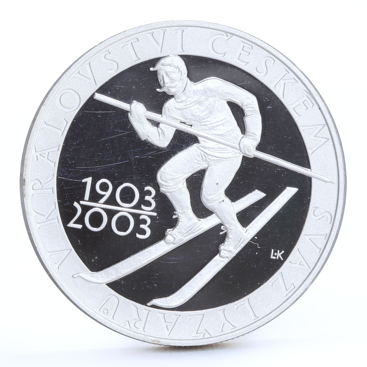 Czech Republic 200 korun National Olympic Ski Union Skier proof silver coin 2003