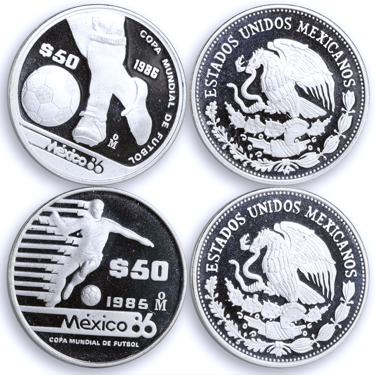 Mexico set of 12 coins Football World Cup 1986 silver coins 1985 - 1986