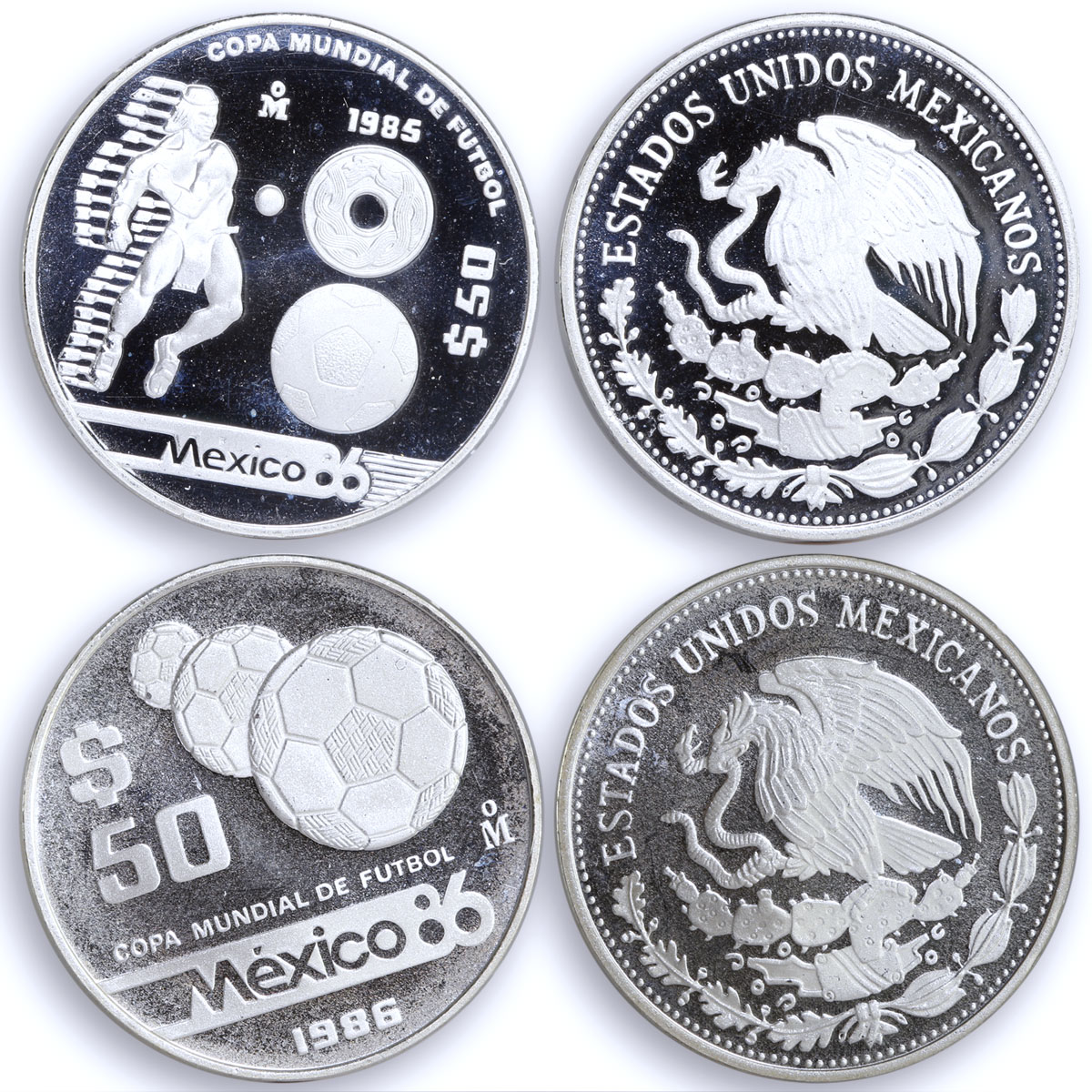 Mexico set of 12 coins Football World Cup 1986 silver coins 1985 - 1986