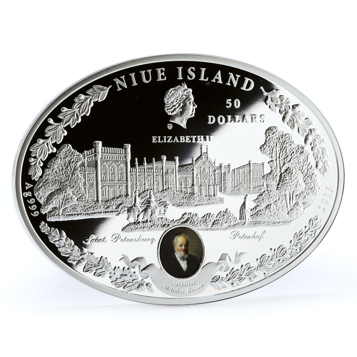 Niue 50 dollars Russian Imperial Stables Peterhof Palace proof silver coin 2013