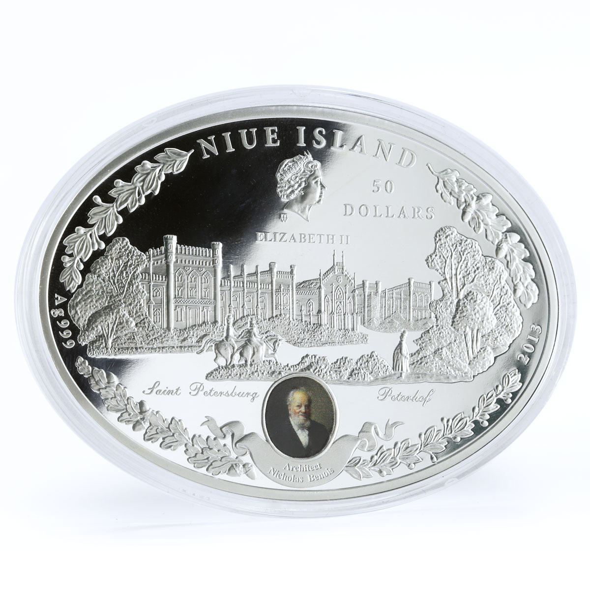 Niue 50 dollars Russian Imperial Stables Peterhof Palace proof silver coin 2013