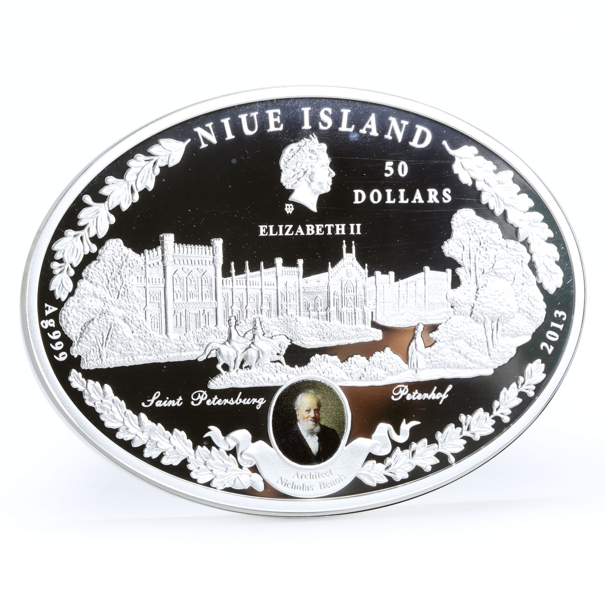 Niue 50 dollars Russian Imperial Stables Peterhof Palace proof silver coin 2013