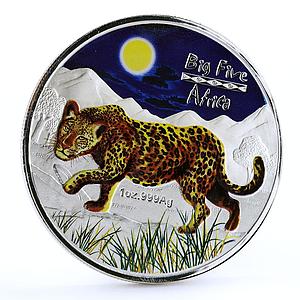 Congo 240 francs Wildlife Big African Five Leopard colored silver coin 2008