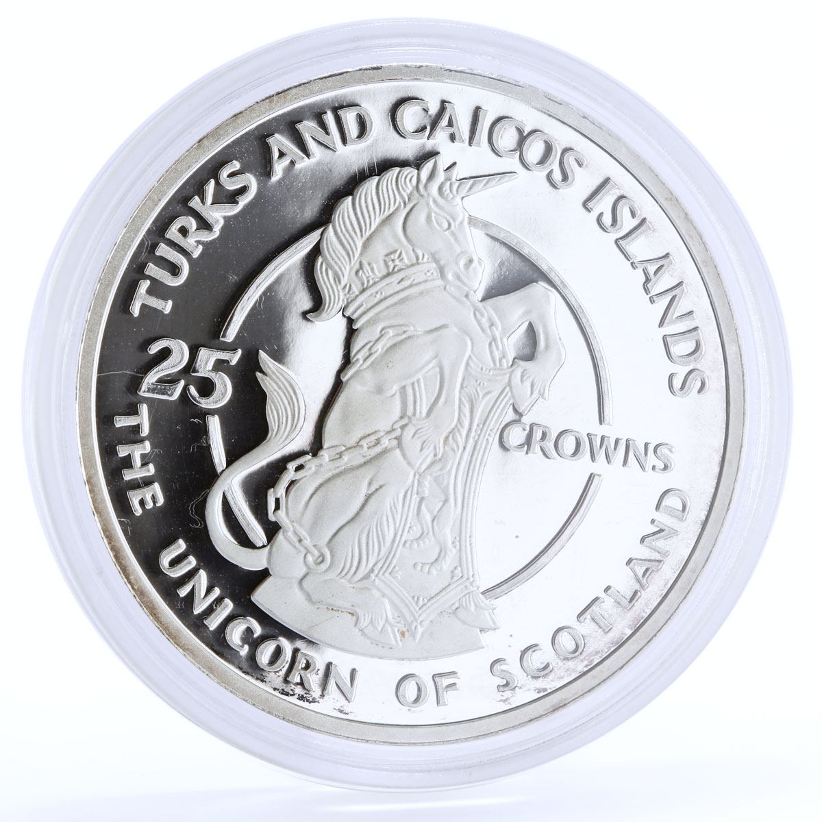 Turks and Caicos 25 crowns Queen's Beast The Scottish Unicorn silver coin 1978