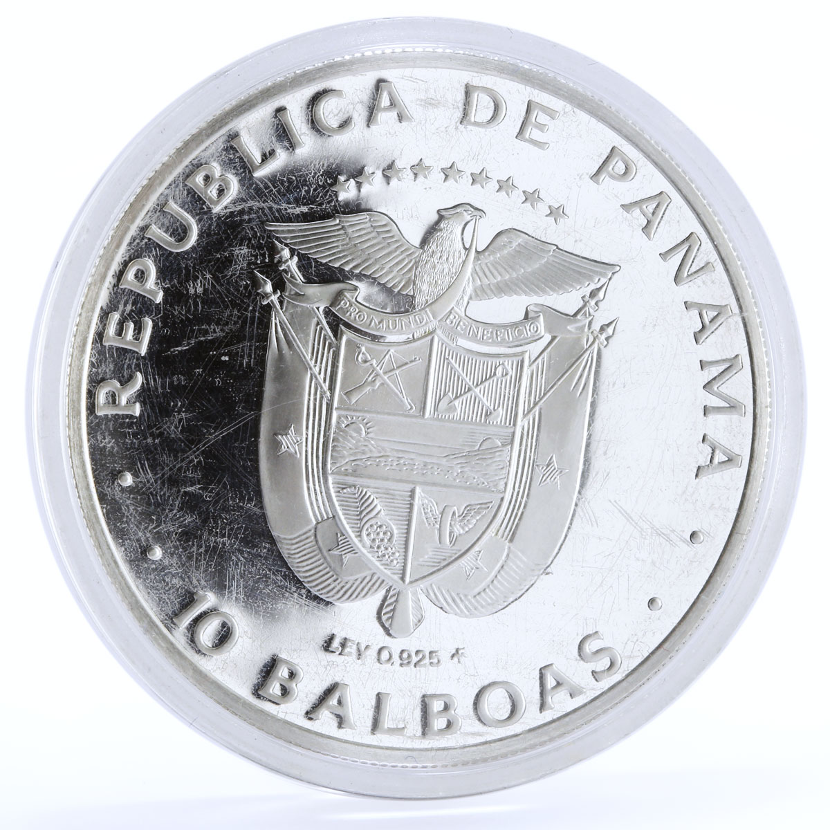 Panama 10 balboas Canal Treaty Ship proof silver coin 1979