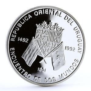 Uruguay 50000 pesos Ibero-American series Coat of Arms proof silver coin 1991