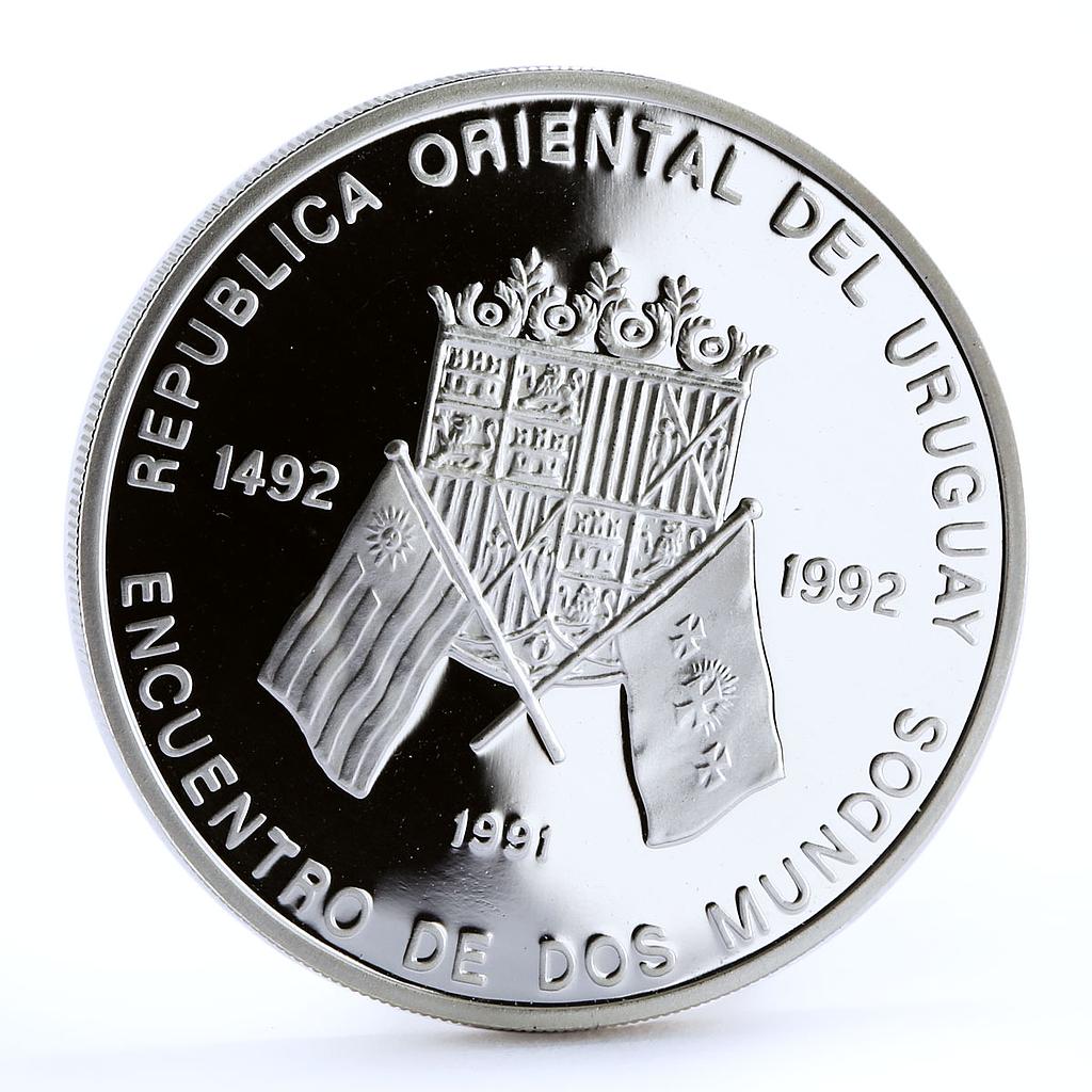 Uruguay 50000 pesos Ibero-American series Coat of Arms proof silver coin 1991