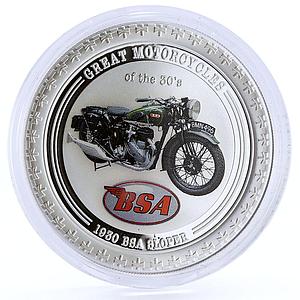 Cook Islands 2 dollars Great Motorcycles of 30s BSA Sloper silver coin 2007