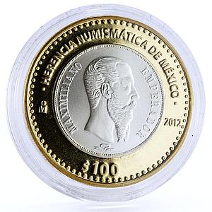 Mexico 100 pesos Heritage 1866 1 Peso Emperor Maximiliano bimetal coin 2012