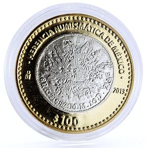 Mexico 100 pesos Numismatic Heritage Republic 8R bimetal coin 2013