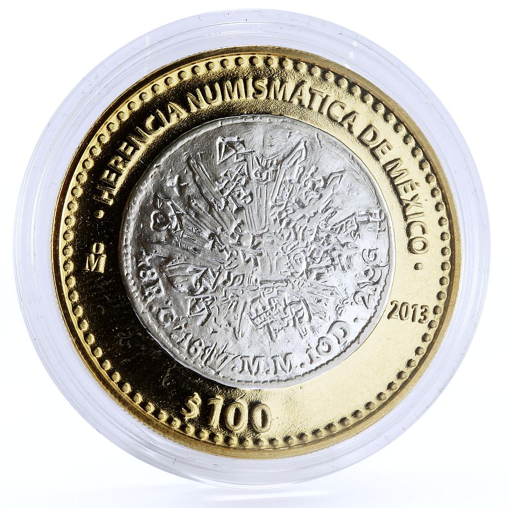 Mexico 100 pesos Numismatic Heritage Republic 8R bimetal coin 2013
