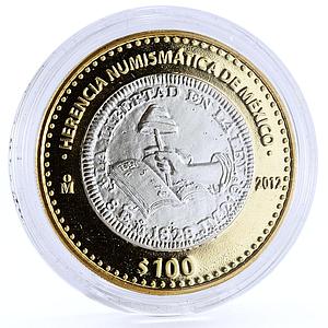 Mexico 100 pesos Numismatic Heritage 1828 8 Escudos bimetal coin 2012