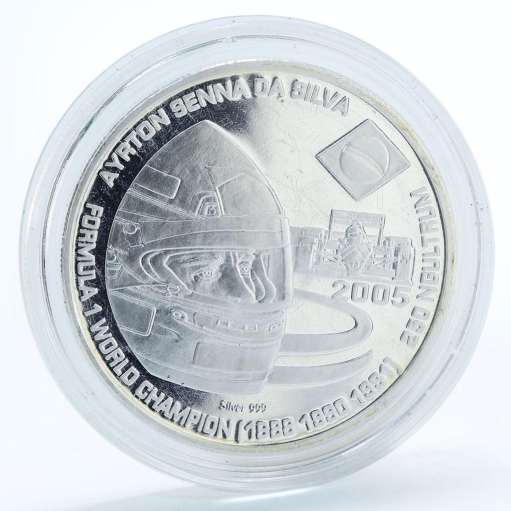 Bhutan 250 ngultrum Formula 1 Ayrton Silva silver coin 2005