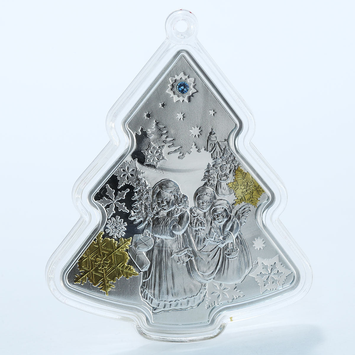 Niue 2 dollars Christmas Tree silver Swarovski gilded 1oz coin 2014