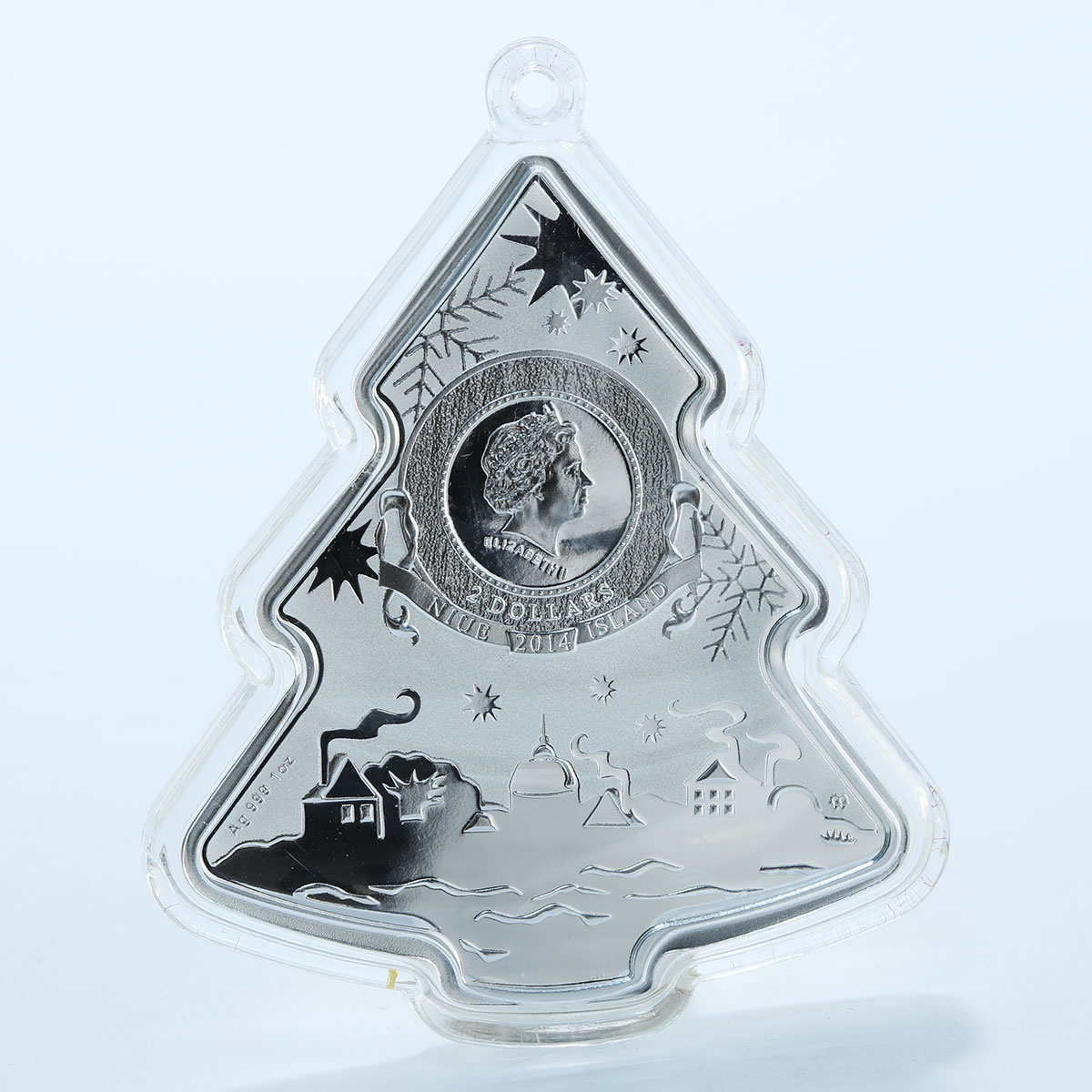 Niue 2 dollars Christmas Tree silver Swarovski gilded 1oz coin 2014