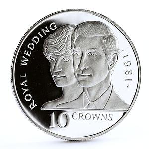 Turks and Caicos 10 crowns Wedding Lady Diana Prince Charles silver coin 1981