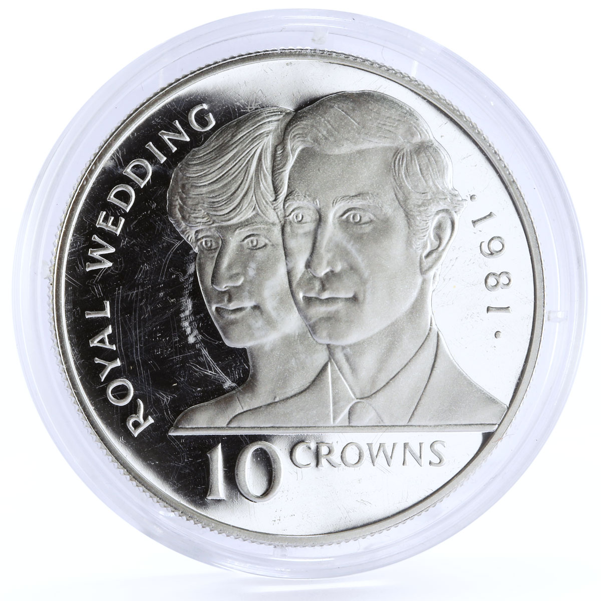 Turks and Caicos 10 crowns Wedding Lady Diana Prince Charles silver coin 1981