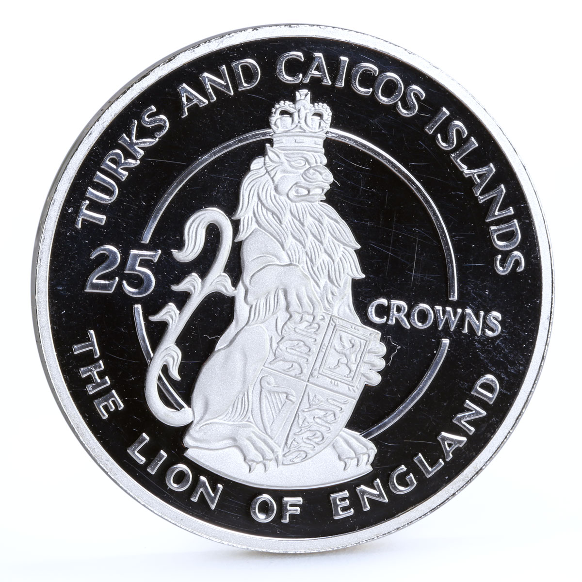 Turks and Caicos 25 crowns Queen's Beast The Lion of England silver coin 1978