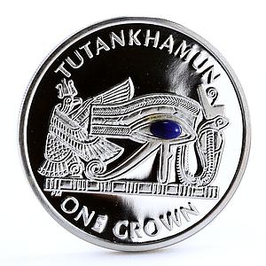 Isle of Man 1 crown Tutankhamun Treasures Osiris Eye proof silver coin 2008