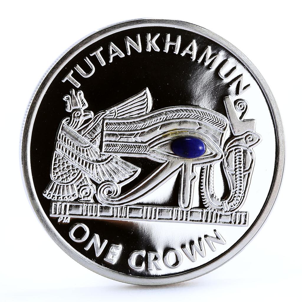 Isle of Man 1 crown Tutankhamun Treasures Osiris Eye proof silver coin 2008