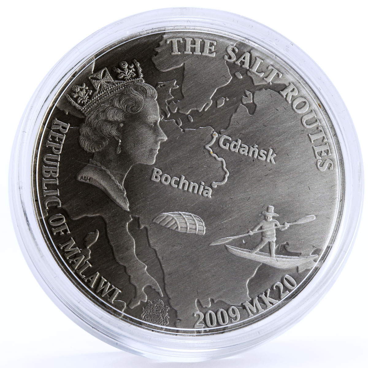 Malawi 20 kwacha The Salt Routes Bochnia Gdansk Way Map silver coin 2009