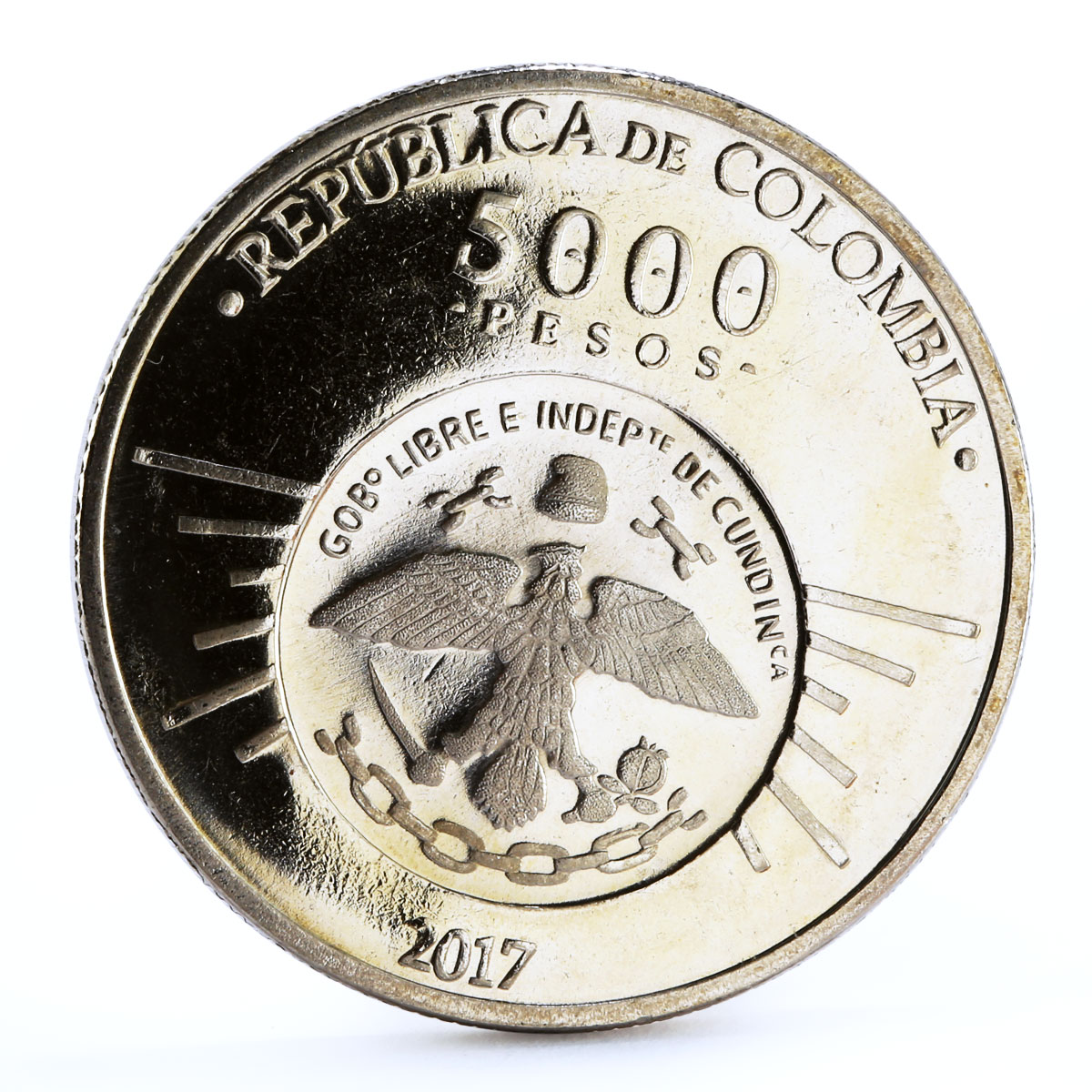 Colombia 5000 pesos Independece of Cundinamarca Antonio Narino CuNi coin 2017