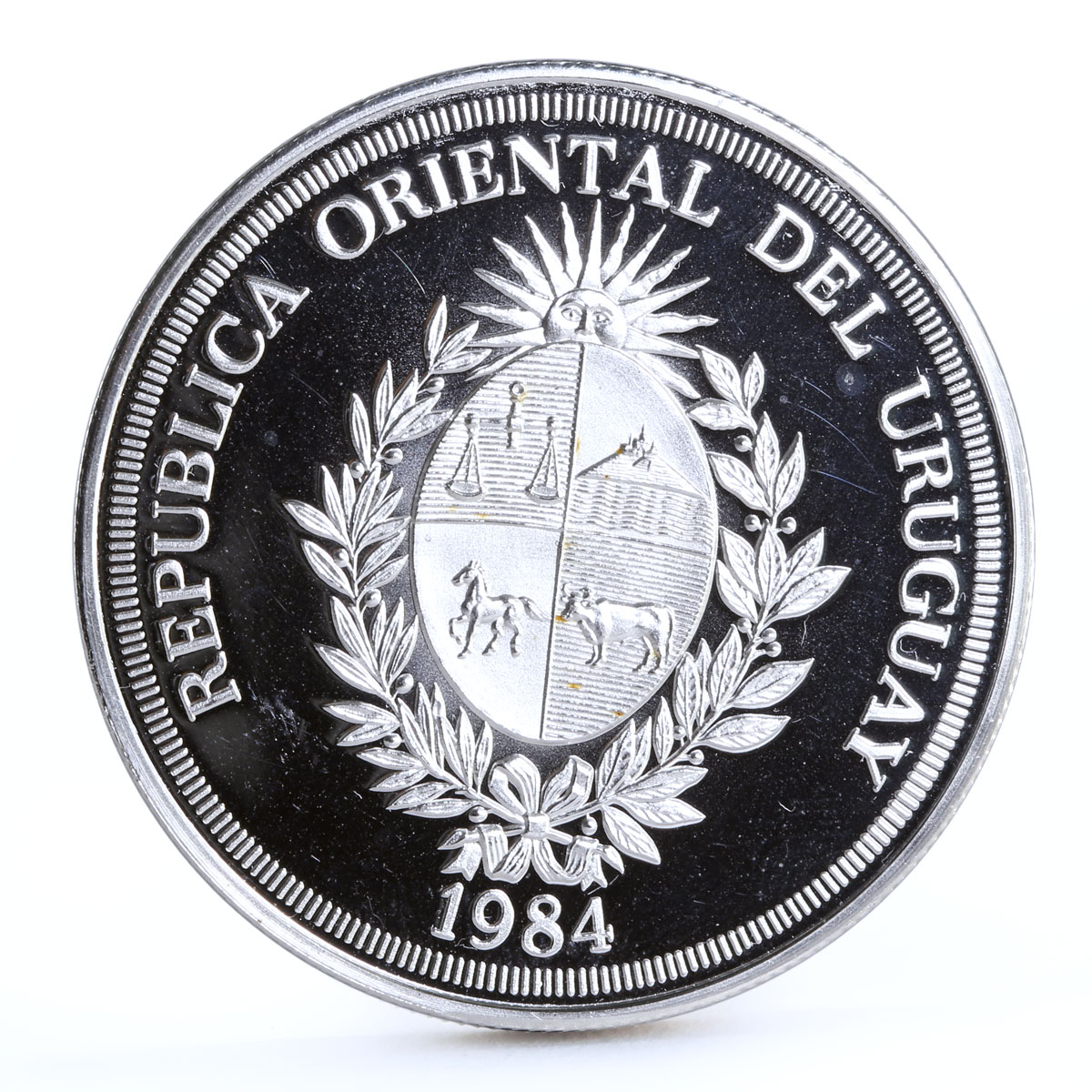 Uruguay 2000 pesos XXI BID Governors Assembly National Symbols silver coin 1984