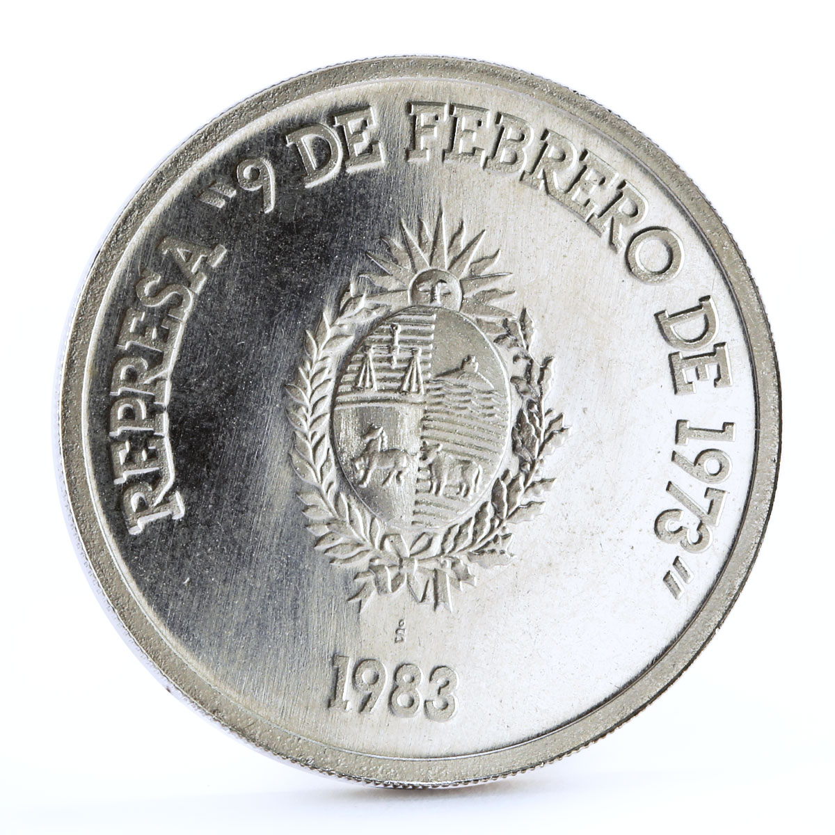 Uruguay 500 pesos Hydroelectric Dam silver coin 1983