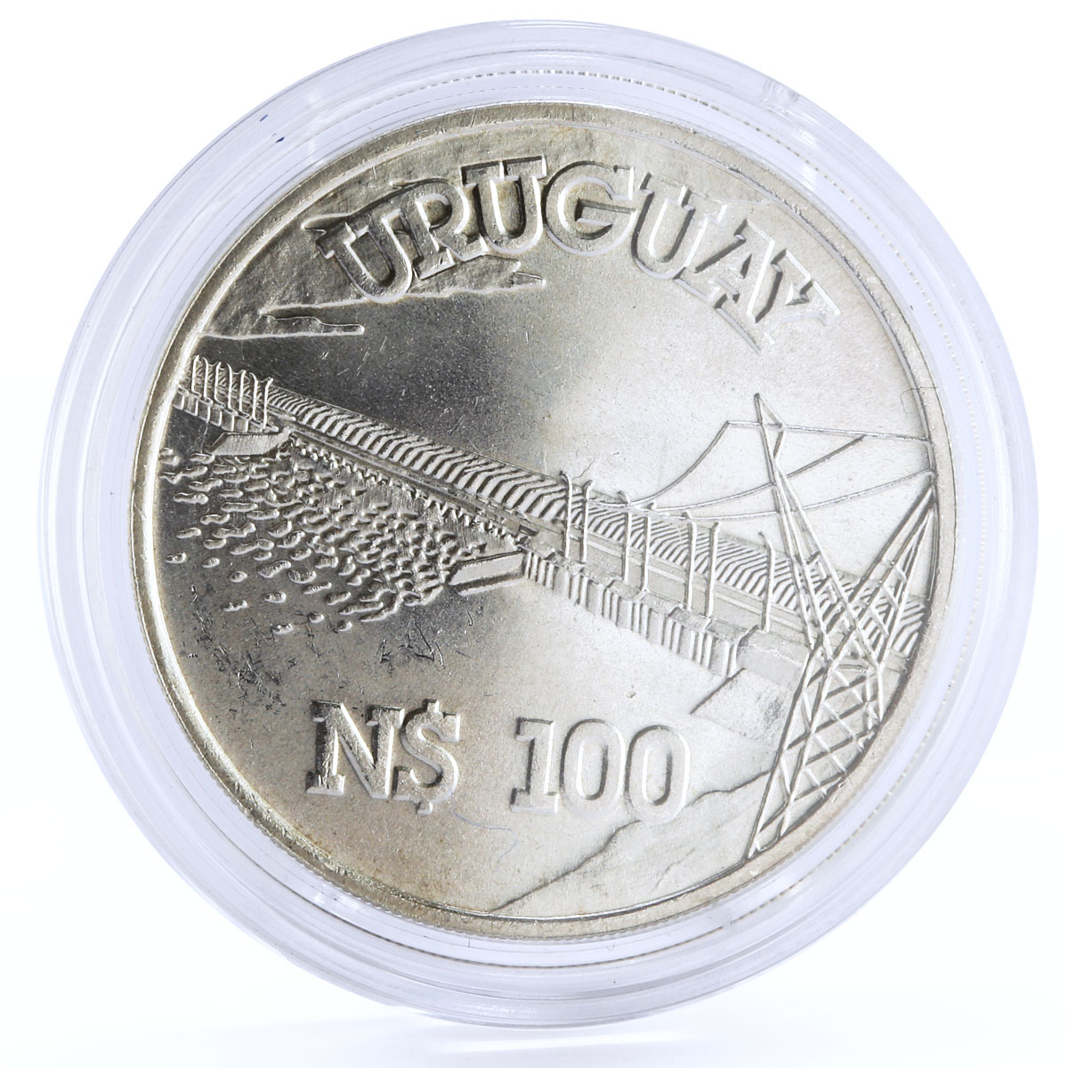 Uruguay 100 pesos Salto Grande Dam silver coin 1981