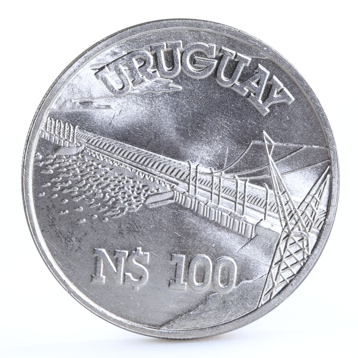 Uruguay 100 pesos Salto Grande Dam silver coin 1981