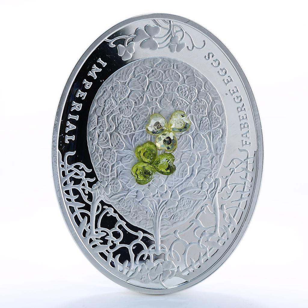 Niue 2 dollars Imperial Faberge Eggs Clover Leaf Egg Art proof silver coin 2010