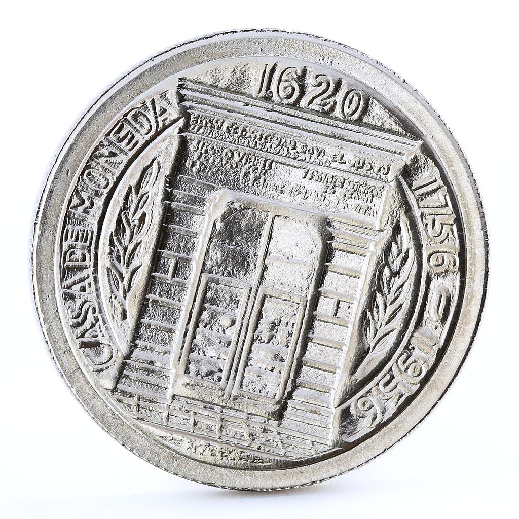 Colombia 1 peso Anniversary of Bogota Mint Monument of Gates silver coin 1956