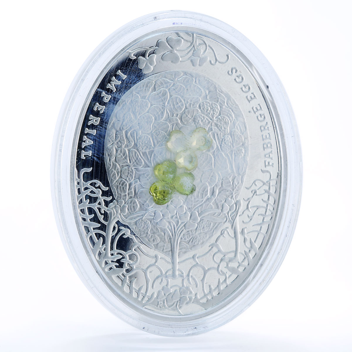 Niue 2 dollars Imperial Faberge Eggs Clover Leaf Egg zircons silver coin 2010