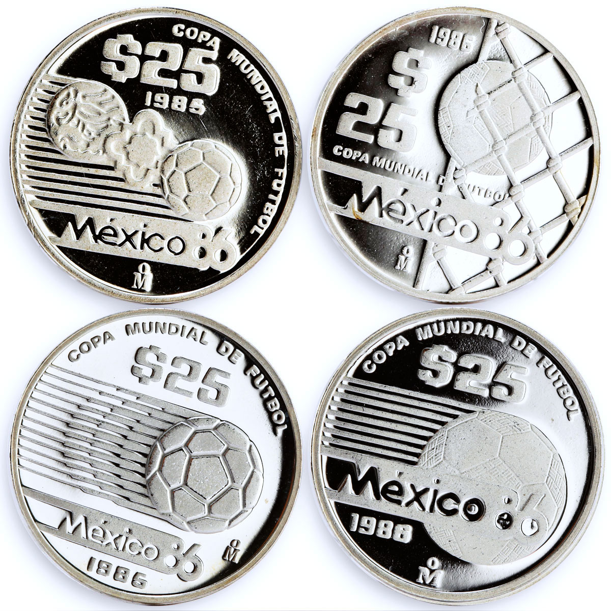 Mexico set of 12 coins Football World Cup 1986 silver coins 1985 - 1986