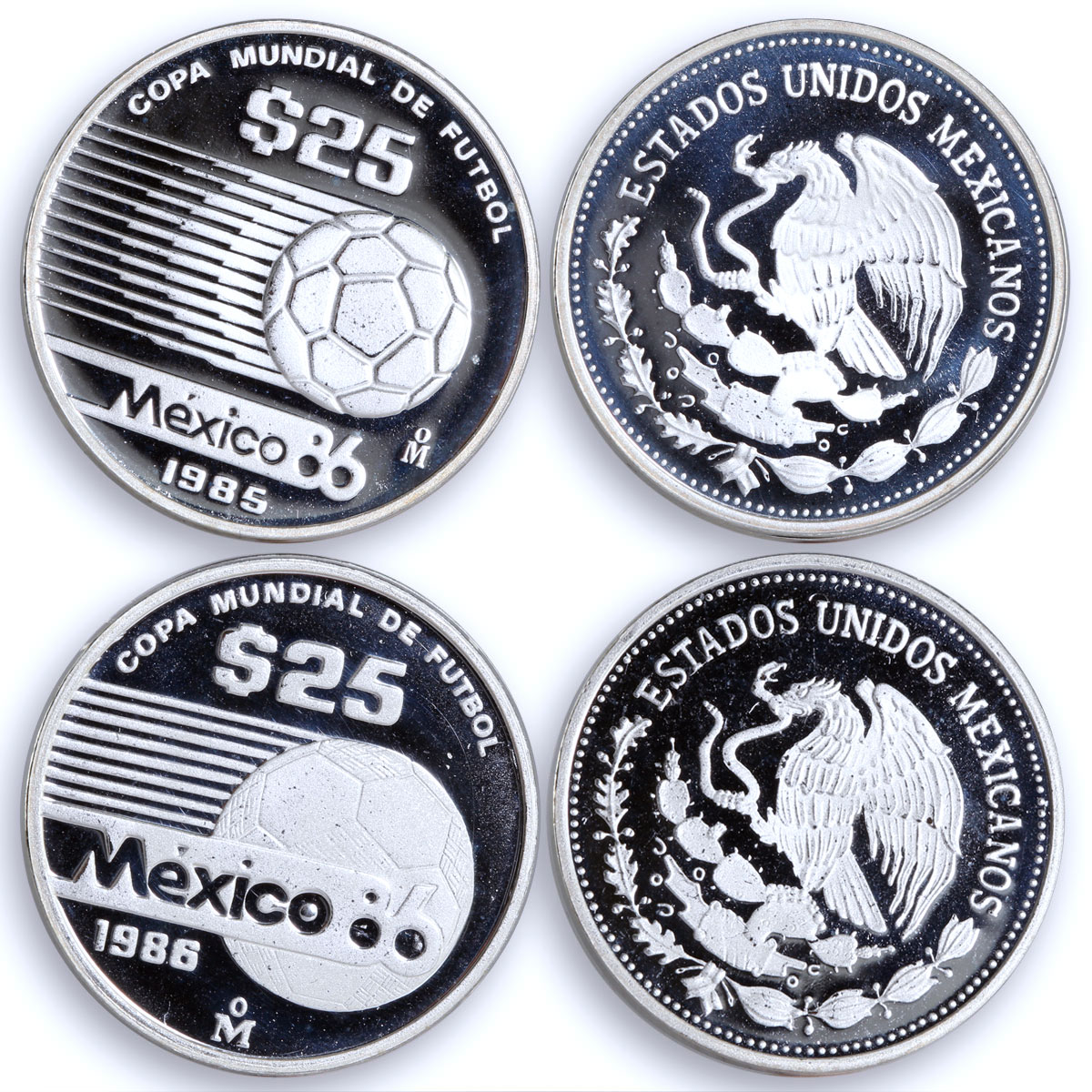 Mexico set of 12 coins Football World Cup 1986 silver coins 1985 - 1986