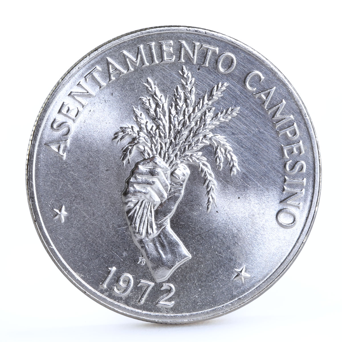 Panama 5 balboas Peasant Settlements series Hand Holding Crops silver coin 1972