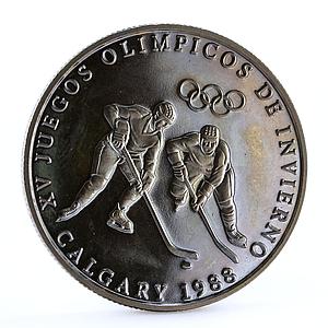 Panama 1 balboa Calgary Olympic Winter Games Hockey CuNi coin 1988