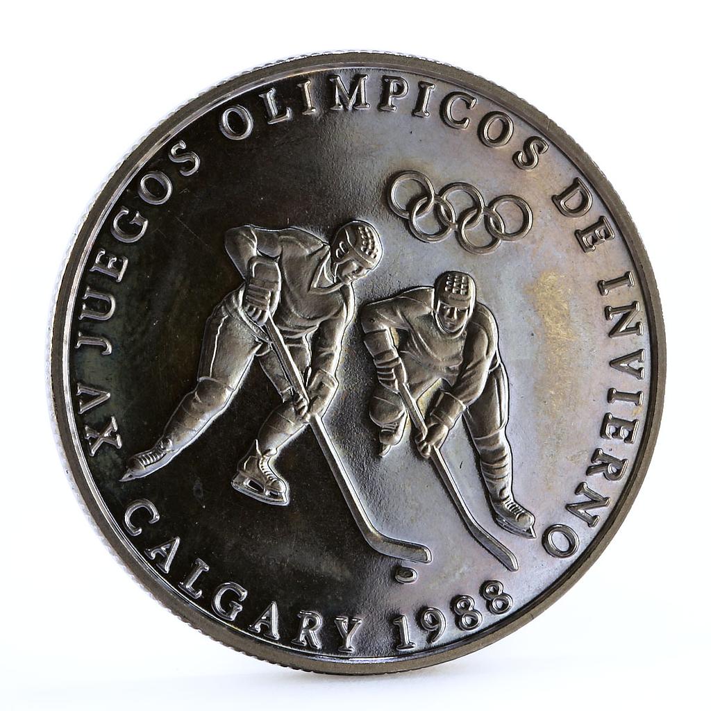 Panama 1 balboa Calgary Olympic Winter Games Hockey CuNi coin 1988