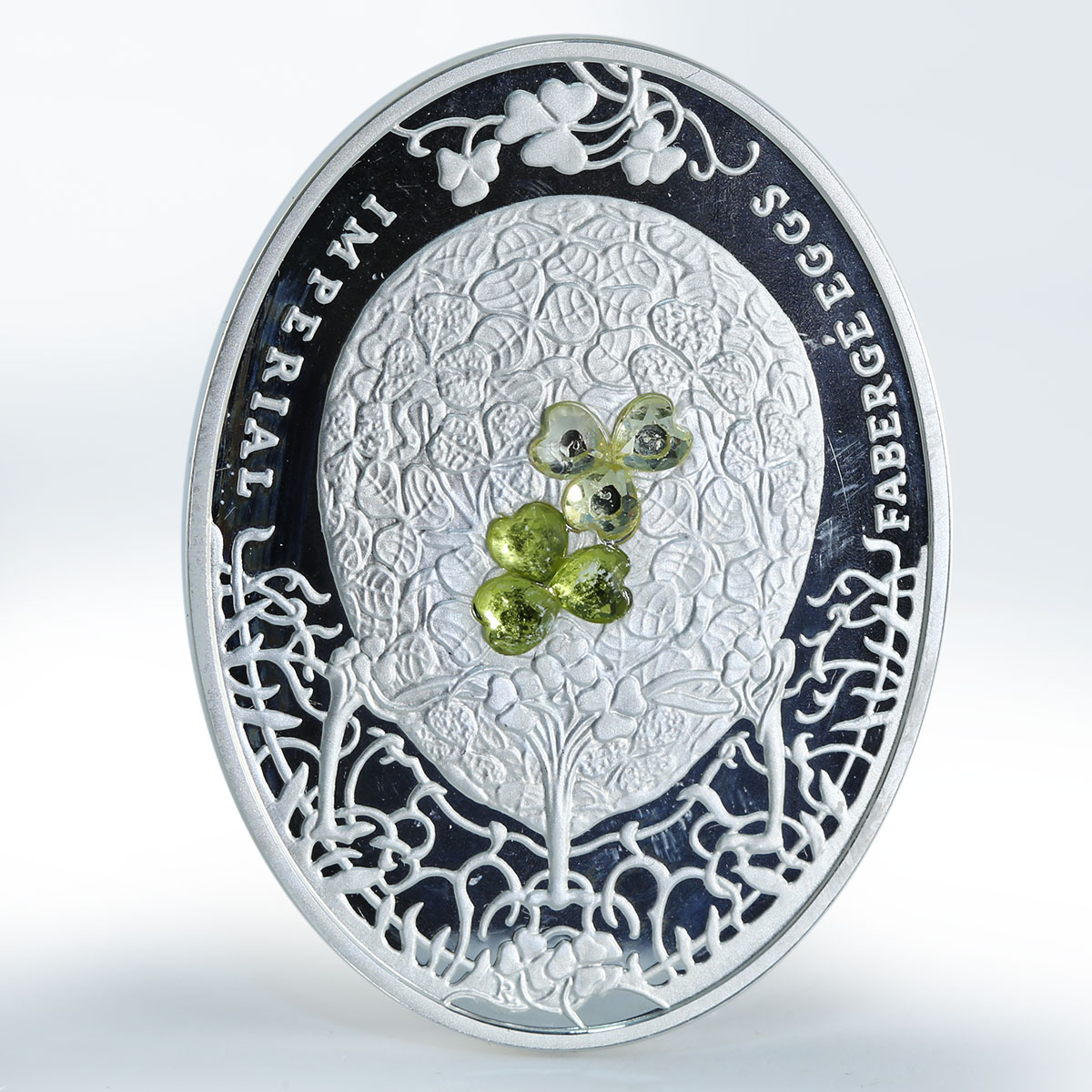 Niue 2 dollars Imperial Faberge Eggs Clover Leaf Egg zircons silver coin 2010