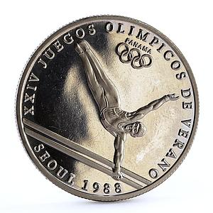 Panama 1 balboa Seoul Olympic Summer Games series Gymnastics CuNi coin 1988