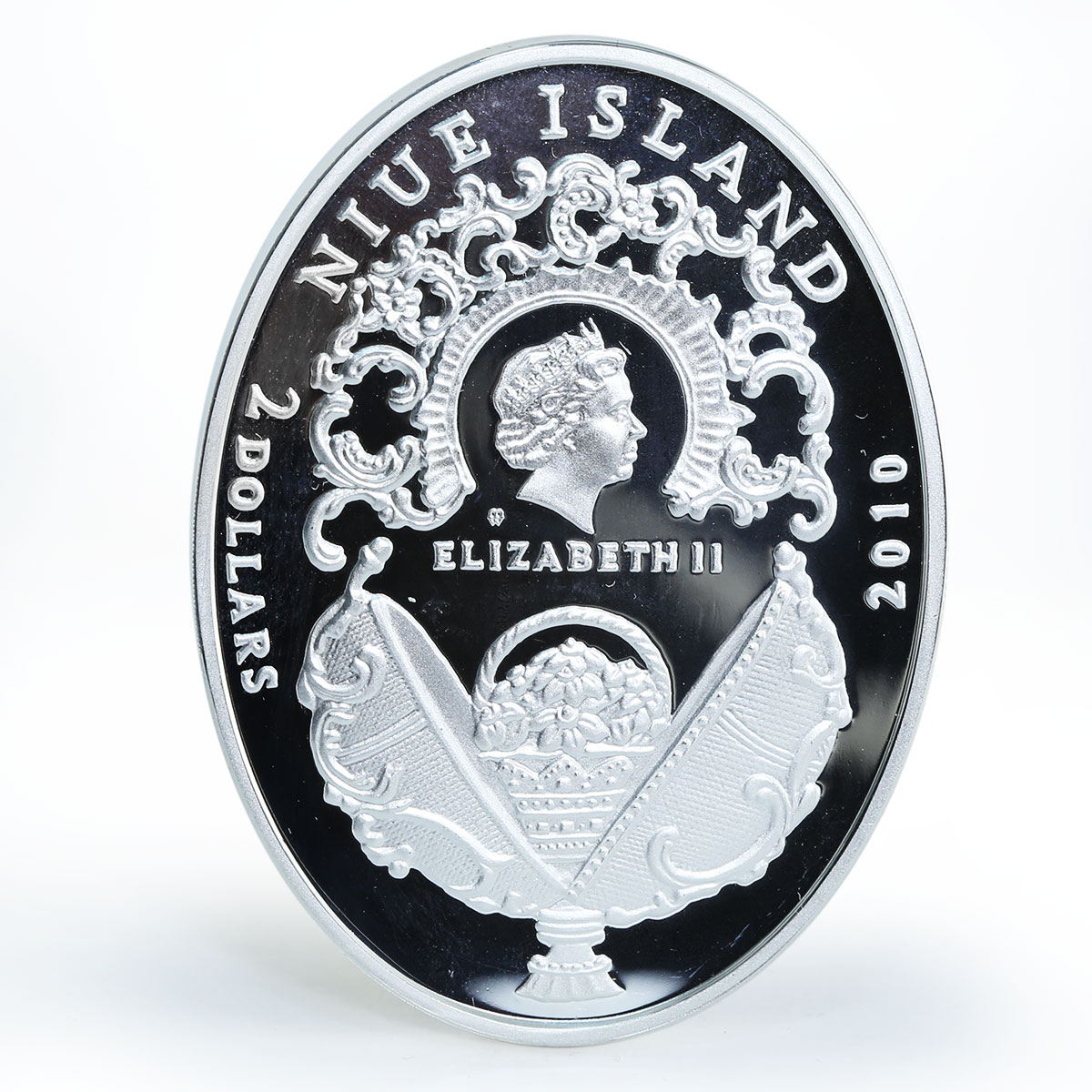 Niue 2 dollars Imperial Faberge Eggs Clover Leaf Egg zircons silver coin 2010