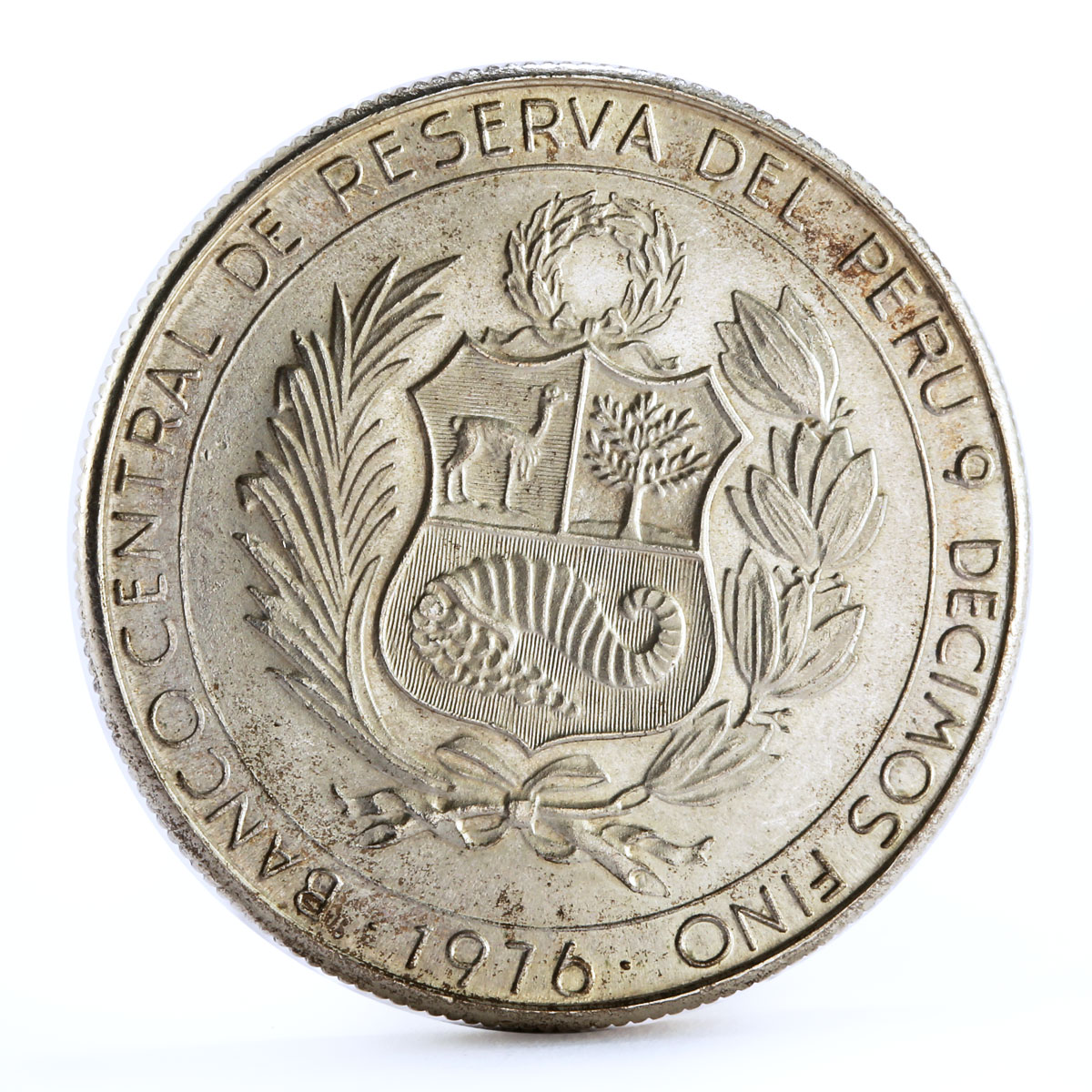 Peru 400 soles Anniversary of the Battle of Ayacucho Monument silver coin 1976