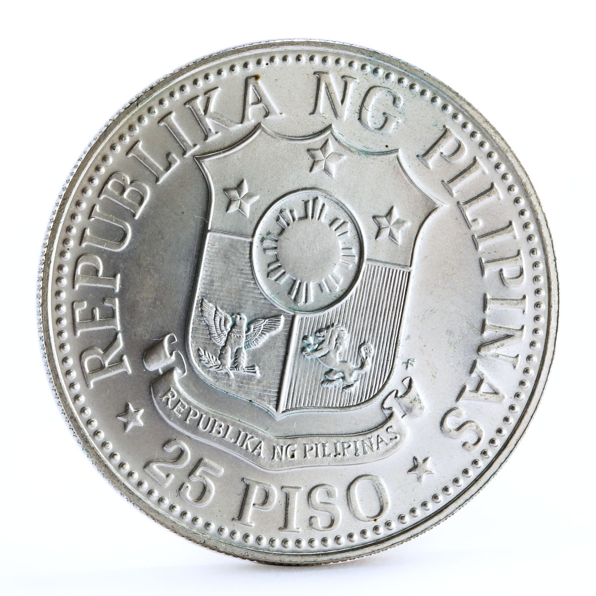 Philippines 25 piso Woman Holding Grain silver coin 1976