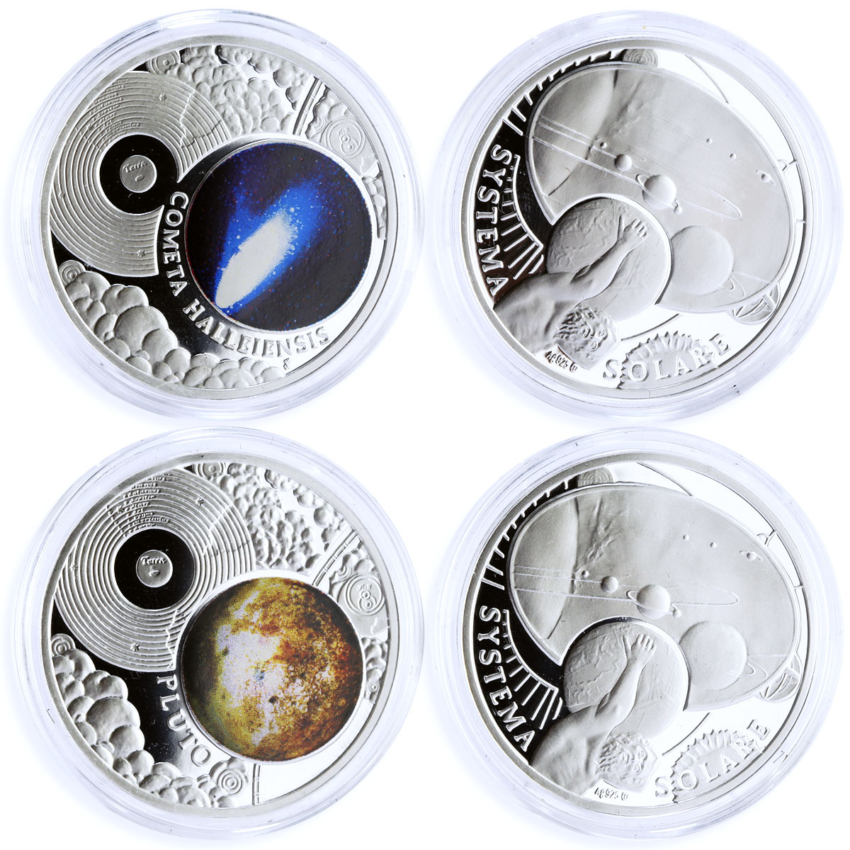 Poland set of 14 tokens Systema Solare Solar System Galaxy silver tokens 2009