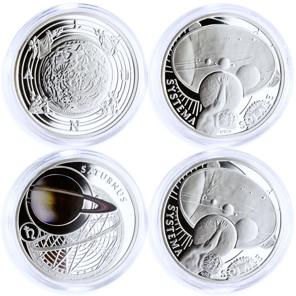 Poland set of 14 tokens Systema Solare Solar System Galaxy silver tokens 2009