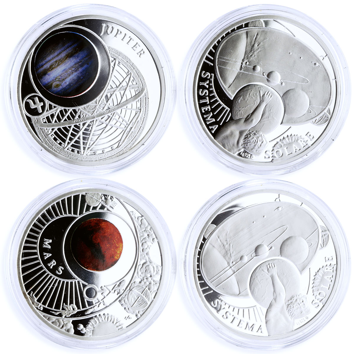 Poland set of 14 tokens Systema Solare Solar System Galaxy silver tokens 2009