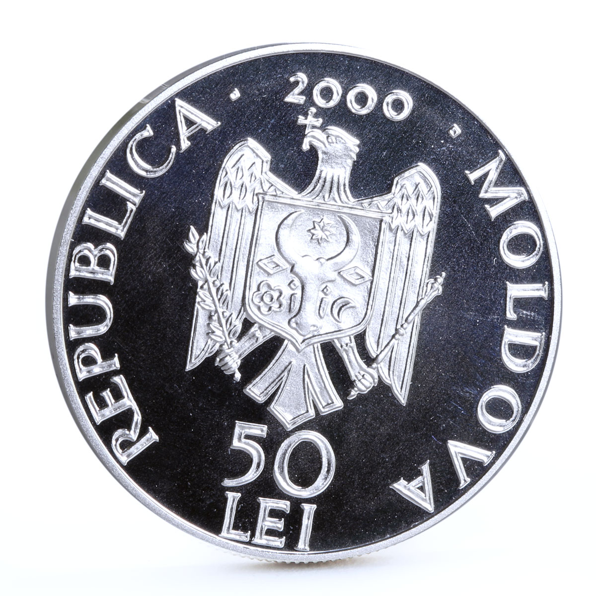 Moldova 50 lei Monastery Dobrusha Landscape Cathedral Church silver coin 2000